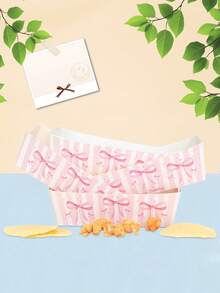 10个/20个/50个粉色蝴蝶结生日纸盘，蝴蝶结餐盘，生日装饰餐盘，公主主题婴儿派对用品 - 粉紅蝴蝶結薯條盒 - 查看 4