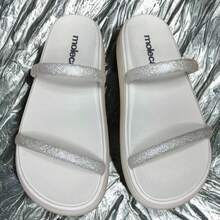 Elegant Beach Sandal Shiny Synthetic Leather Contrast Birki Outdoor Carlor - 白色 - 查看 6