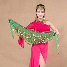 Women's Wavy Belly Dance Waist Belt & Hip Scarf, Women's Sweet Belly Dance Coin Hip Wrap Skirt - Multicolor - View 8