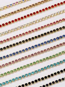 1Box Cute Nail Drill Gold Rhinestone Chains Nail Jewelry Sets - Nail Art Jewelry Sets And Nail Technique Supplies That Nail Artists Must Have For Women And Girls Diy Glamorous Nail Art Decorations, Explore The Charm Of Nails Nail Charms Nail Gems