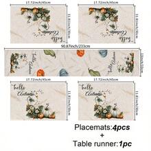 Un conjunto de 4/6 manteles individuales y 1 pieza de camino de mesa, con diseños de calabaza de otoño y hojas de arce. Manteles, individuales y decoraciones para platos adecuados para la cocina, decoración del hogar en estilo rural y reuniones familiares. Apropiado para cenas, fiestas, reuniones y regalos festivos, es una opción ideal para regalos de otoño. - Multicolor - Ver 21
