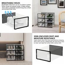 12Pcs Shoe Storage Box, Clear Plastic Stackable Shoe Organizer For Closet, Space Saving Foldable Shoe Rack Sneaker Container Foldable Shoe Storage Cabinet With Lid, Plastic Storage Container, Christmas - Đen-12 Cái - Xem 3