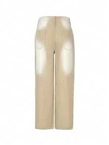 女式 Y2K 休闲破洞直筒牛仔裤，度假风格，秋季