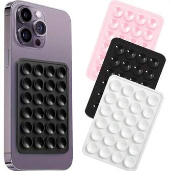 2pcs Silicone Double-Sided Sucker Mobile Phone Bracket, Anti-Slip Hands-Free Silicone Suction Cup Phone Holder,Waterproof Sucker Bracket For Bathroom,Suitable For Mobile Phone Selfie And Video Recording,Anti-Slip Mobile Phone Back Sticker Black/White/Pink