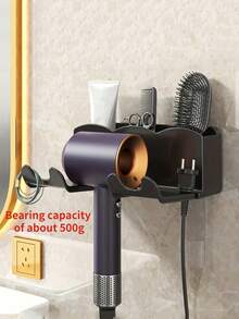 Wall-Mounted Bathroom Storage Rack, Free-Hand-Held Hair Dryer Holder, Seamless Paste, Free-Punch Bathroom Hair Dryer Holder, Hair Dryer Placement Rack Storage Rack - Multicolor - View 5