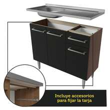 Cocina Integral Completa 293cm Con Tarja Emilly Madesa Mm 07 - Marrón y negro - Ver 5