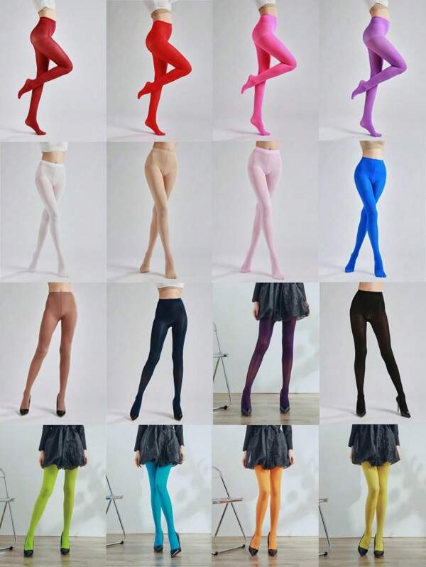 1 pieza Mallas de terciopelo de colores para mujer, medias opacas, moldeadoras, anti-enganche, elásticas y de moda, disponibles en múltiples colores