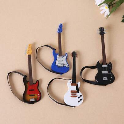 1pc 1:12 Scale Miniature Guitar Dollhouse Furniture - Classic, Electric And Acoustic Guitar Models, Perfect Gift For Hobbyists And Crafters, Realistic Details For Home Decor And Collection Display