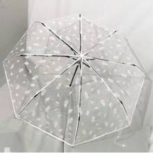 1 Transparent Umbrella, Frosted, Self-Folding, Easy To Carry, Cute Printed And Painted Umbrella, Simple And Elegant Umbrella For Summer Cooling, Beach, Travel