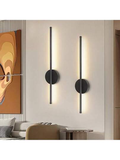 USB Rechargeable Wand Verlichting Black/Gold, 50/80cm, Touch Switch, Remote Control, Dimmable, Timer Infrared Sensor, No Wiring, Aluminum Lampshade, Battery Ideal Bedroom, Living Room, Staircase view 7