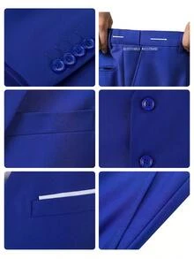 Men's Suits Gentleman Simple Slim Fit Single Breasted Business 3 Pieces Suit For Men Blazer Vest Pants Set Wedding Party Holiday Travel Size XS-3XL Fall Winter Clothes For Men - 寶藍色 - 查看 5