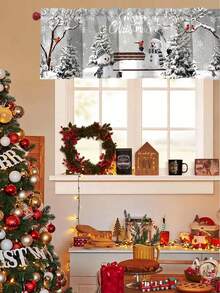 1 pezzo Tenda natalizia, in poliestere 140*45cm con disegno di pupazzo di neve e albero di Natale, tenda decorativa corta per finestra, tenda corta, decorazioni natalizie per la casa 2025, regalo di Capodanno 2026, per cucina, soggiorno, camera da letto, bagno, studio, decorazione per la casa, forniture per feste stagionali invernali - Multicolore - Visualizzare 11