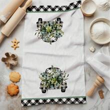 2 Stücke Auto- und Blumenmuster Küchentücher, hochabsorbierend, ideal zum Kochen, Backen, für Küche und Badezimmer