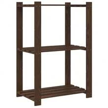 Scaffale portaoggetti Larryhot a 3 ripiani marrone 60x38x90 cm in legno di pino, robusto e durevole, facile da montare, ideale per riporre oggetti - Castano - Visualizzare 5