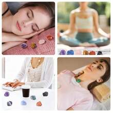 18pcs Healing Crystals Set Real Crystals And Healing Stones Kit Energy Crystals For Beginners Meditation Yoga 7 Natural Tumbled Crystals And 7 Raw Chakra Stones Rose Quartz Fengshui Hand-Woven Nut Bag Velvet Bag Wooden Treasure Chest Box Set - Multicolor - View 4