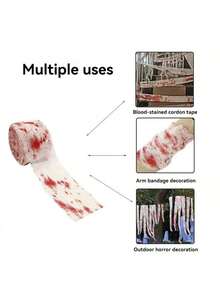 1 Pack Halloween Bloody Gauze Decor - Horror House Props - Featherless Scary Gauze Strips, Suitable For Horror Theme Parties - Non-Electric Seasonal Decoration Accessories