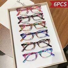 6 Pairs  Women's Fashion Floral Print Reading Glasses,Rectangle Frame Readers  Lightweight Comfortable Eyeglasses Whether Reading Newspapers, Using A Mobile Phone, Or Reading Books And Documents, The Display Is Clear And Comfortable, And It's Easy To Wear. It's A Thoughtful And Practical Gift For Elders, And Also Very Suitable For Personal Use. - Nhiều màu - Xem 14
