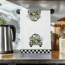 2 Stücke Auto- und Blumenmuster Küchentücher, hochabsorbierend, ideal zum Kochen, Backen, für Küche und Badezimmer