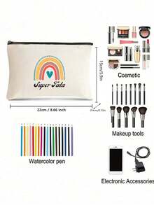 1pc "My Dear Aunt" French Print Cosmetic Bag, Women's Makeup Bag, Travel Toiletry Organizer, Thank You Gift, Patterned Makeup Bag, Travel Toiletry Organizer, Party Gift Zipper Pouch, Cosmetic Bag, Lightweight Travel Essential, Suitable For School Holiday Back To School, Travel Bag, Women Travel Bag Make Up Bag - Multicolor - View 6