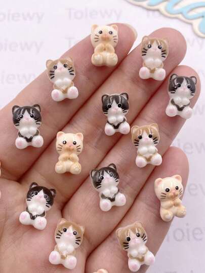 20 pezzi di accessori misti in resina, gatti kawaii dipinti colorati, piatti, decorazioni in pietra d'arte a cartone animato, per scrapbooking, gioielli fai-da-te, decorazioni e artigianato