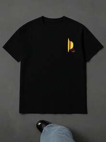 Lu Ffy Straw Hat One Piece T-Shirt, Men's Double-Sided Printed T-Shirt, Fashion Casual Round Neck, 220g/M2 Pure Cotton (1 Piece) - 黑色 - 查看 2