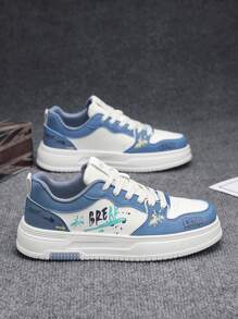 Men's Casual Sneakers, New Stylish Breathable Thick Sole Casual Shoes, Lightweight Round Toe Lace-Up Design, Suitable For School, Commuting, Travel, Outdoor, Running, All Season