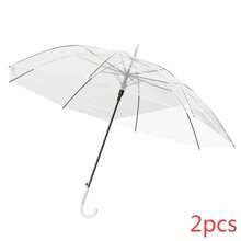 1 Paraguas [Grande] Diámetro 90* Altura 75cm, 8 huesos transparentes a prueba de viento, diseño cúpula, asa con gancho en forma de J, estilo minimalista lindo, paraguas de plástico, apertura manual, impermeable, para bodas, ceremonias de graduación, refrescante verano, playa, viaje