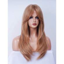 DLong Wavy Strawberry Blonde Wigs For Women Layered Synthetic Hair Wig With Bangs For Daily Party7001 - Blonde - 查看 7
