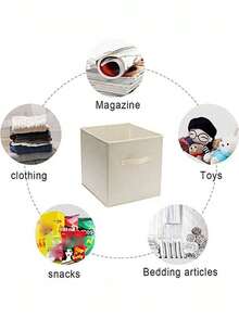 1pc Non-Woven Fabric Colorful Square Storage Box, Foldable Clothes Organizer Box, Multi-Functional Storage Solution - Multicolor - View 11