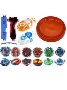 Zestaw 11 zabawek w postaci wirującego bączka z wielokolorowymi uchwytami i wyrzutnią, odpowiedni do walki, różne style, prezent świąteczny
