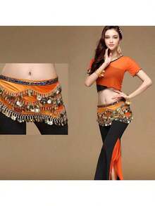 Women's Wavy Belly Dance Waist Belt & Hip Scarf, Women's Sweet Belly Dance Coin Hip Wrap Skirt - Multicolor - View 3
