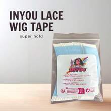Cinta de encaje impermeable INYOU para pelucas, cinta adhesiva doble cara impermeable, sujeción fuerte, soporte de encaje transparente para extensiones de cabello, azul