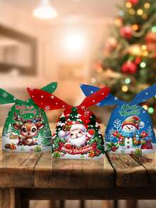 50 Túi quà tai thỏ Giáng sinh vui vẻ với họa tiết ông già Noel, người tuyết, nai sừng tấm và cây thông Noel, Túi nhựa đóng gói theo chủ đề Giáng sinh hoạt hình để trang trí Giáng sinh, trang trí tiệc gia đình, vật dụng đóng gói tiệc Giáng sinh, quà tặng năm mới 2026, quà tặng Giáng sinh, đồ trang trí Giáng sinh, đồ trang trí Giáng sinh - Bản phối Giáng sinh - Xem 2