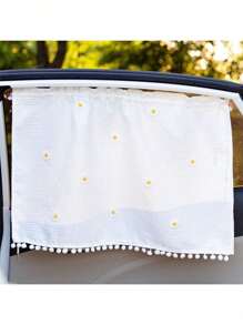 汽车窗帘遮阳帘卡通布艺舒适车用防晒隔热遮阳帘婴儿车窗遮阳挡侧挡 - 白色 - 查看 13