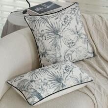 1 față de pernă cu imprimeu floral negru (inserția pernei nu este inclusă), față de pernă decorativă romantică franceză, potrivită pentru sufragerie, canapea, podea și dormitor - Negru - Vizualizare 3
