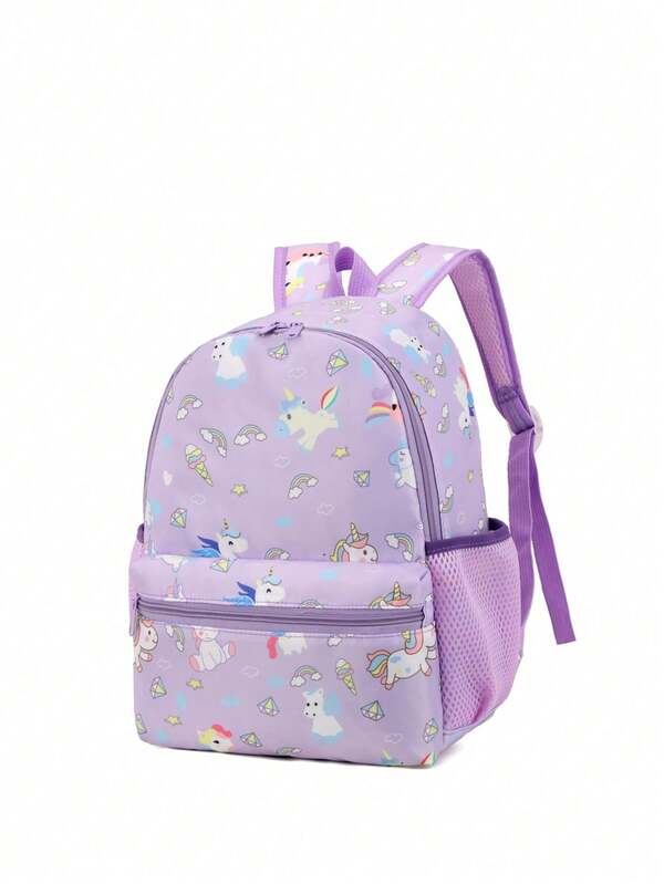 Dinosaur Pattern Backpack, Zip Closure Toddler Kindergarten Backpack, Cute Cartoon Preschool Schoolbag, Shoulder Bag