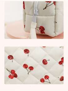 3 件套可爱樱桃印花大容量多功能手提包女士化妆包化妆品收纳袋唇彩指甲油配件旅行礼物生日、情人节、圣诞节、新年、返校旅行必备包学校度假节日用品旅行包女士