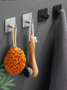 重型防水淋浴挂钩，用于悬挂丝瓜络、毛巾、衣服、浴室浴袍，可拆卸粘性墙壁、门钩，不锈钢黑色粘钩 4 件 - 黑色 - 查看 5