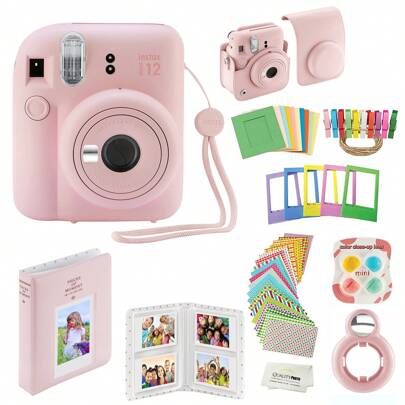 Fujifilm Instax Mini 12 Instant Camera + Quality Photo Value Bundle, Case, Decoration Stickers, Frames, Photo Album (Blossom Pink)