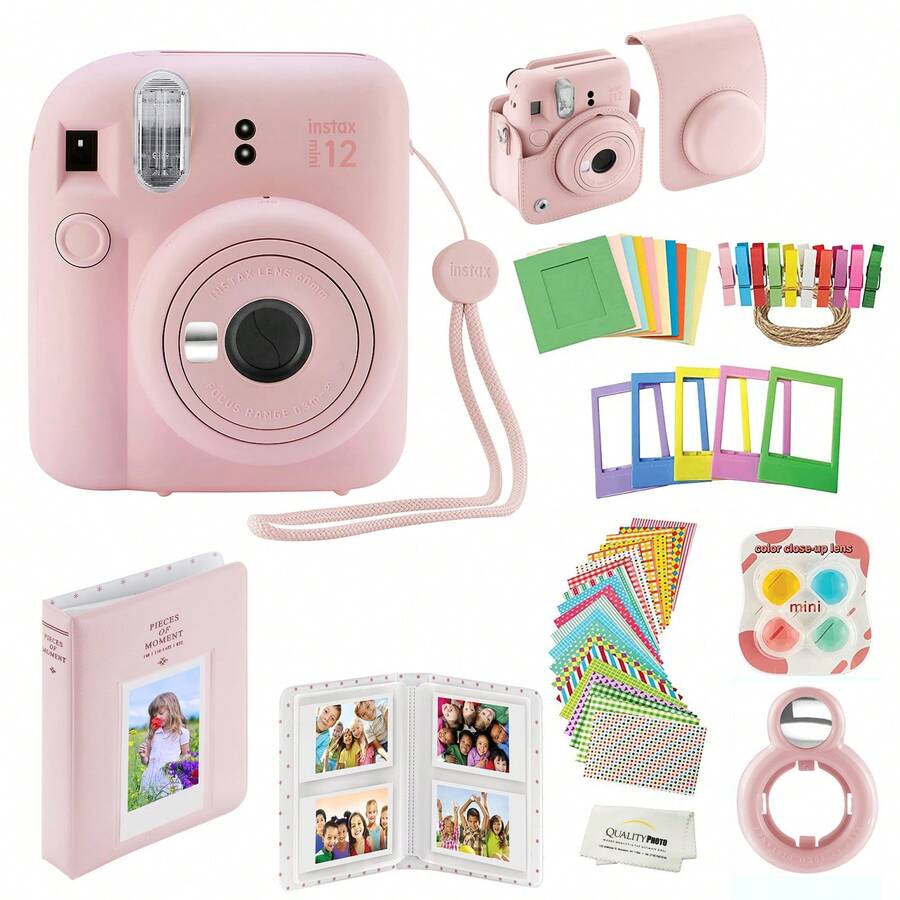 Fujifilm Instax Mini 12 Instant Camera + Quality Photo Value Bundle, Case, Decoration Stickers, Frames, Photo Album (Blossom Pink) - Blossom Pink - View 1