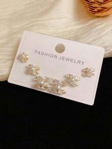 3pcs Luxury Versatile Fully Plated Double C Letter 925 Sterling Silver Stud Earrings, Fashionable Jewelry Gift For Women, Suitable For Valentine's Day, Banquet, Party