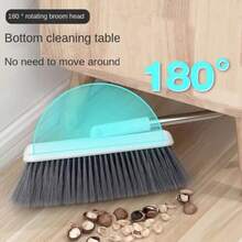 Long Handled Dustpan And Brush Set Strong Metal Handle Dust Pan & Broom Sweeper - Dusty Blue - View 5