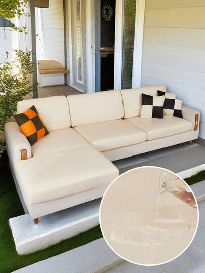 1 件米色弹力防水沙发套，适合 1 2 3 4 人座沙发，弹性沙发套，防污，舒适的沙发保护套，适用于户外、客厅、酒店，防尘