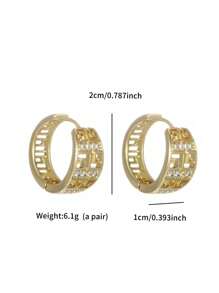 2 件时尚优雅的锆石金色几何空心环状耳环，适合派对、聚会和日常服装配饰