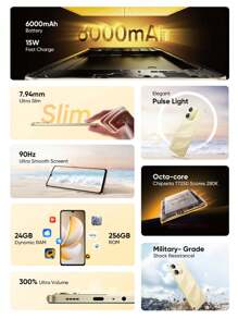 Realme Note 70T 4G 解锁手机 4GB+64GB/4GB+128GB/4GB+256GB 全球版 4G LTE，Android 15 智能手机，50MP AI 摄像头，90Hz 显示屏手机加光，6000mAh 大容量电池，15W 快速充电，八核芯片，无适配器