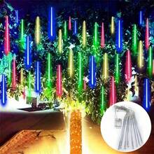 8-Tube LED Meteor Shower Christmas Tree Hanging Light, Battery Powered, Suitable For Christmas, Halloween, Wedding, Square, Street, Yard, Garden, Holiday Party Decoration Lighting - AA Battery Meteor Shower - View 14