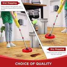 4Pack Mop Heads Replacements Compatible With O-Cedar Easy Wring 1-Tank System Reusable Spin Mop Replace Head Washable Chenille Refills Dust Head Replacement For Floor Cleaning(Red) - 紅色 - 查看 6