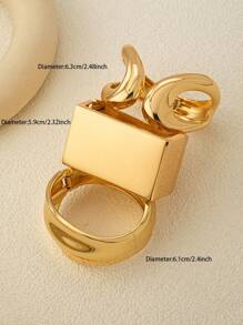 1 pieza Brazalete de metal con diseño geométrico de diseño básico sobredimensionado, conjunto de brazaletes de mujer con diseño minimalista de gota de agua con cierre de bisagra, joyería de moda para uso diario, citas, fiestas.