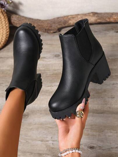 2025 Autumn/Winter New Women's Short Boots, Short Boots, Thick Heel High Heel Women's Short Boots, Chelsea Women's Short Boots, Versatile Women's Shoes, Fashionable Thick Heel High Heel Women's Shoes