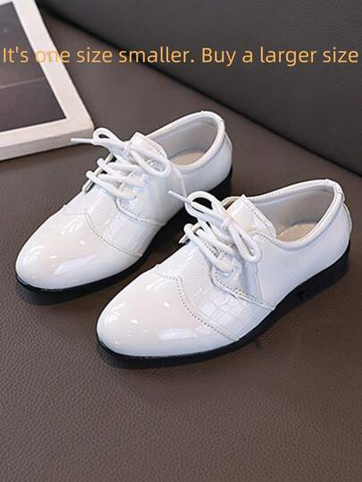 1 Pair Toddler Boys' Formal Shoes, PU Lace-Up Oxford Design, Suitable For Ceremonies, Banquets, Daily Wear, All Seasons (Run Small By 2 Sizes)